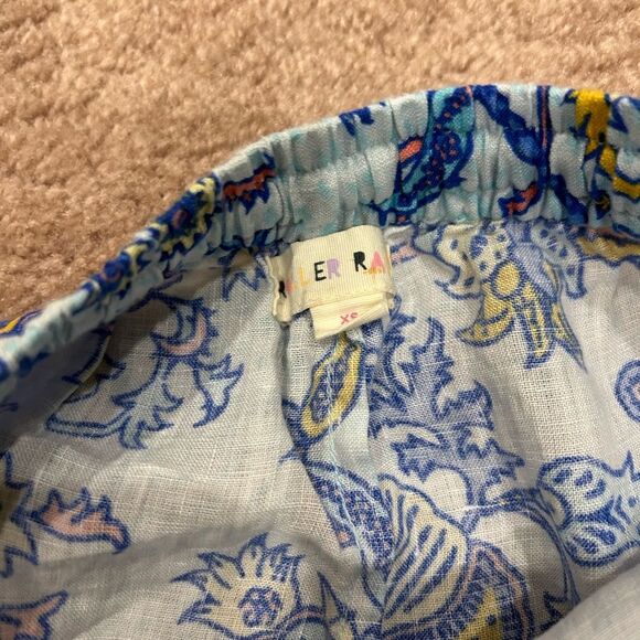 Roller Rabbit Blue Amanda Linen Lulu Set Polo Pajamas Paisley Print - Picture 9 of 10